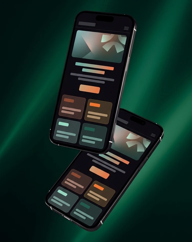 Dois celulares com páginas de layout genérico, iguais às da concorrência